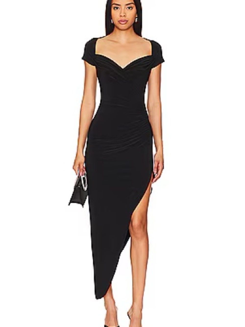 Norma Kamali Black Asymmetrical Draped midi Dress
